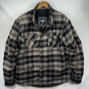 Highway 21 Marksman Flannel Jacket Mens Brown Black Plaid‎ Armored Motorcycle